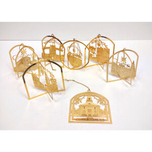 Lot of 7 VTG 90s CHARLESTON SC Novelty 24K Gold Plate Flat Christmas Ornaments